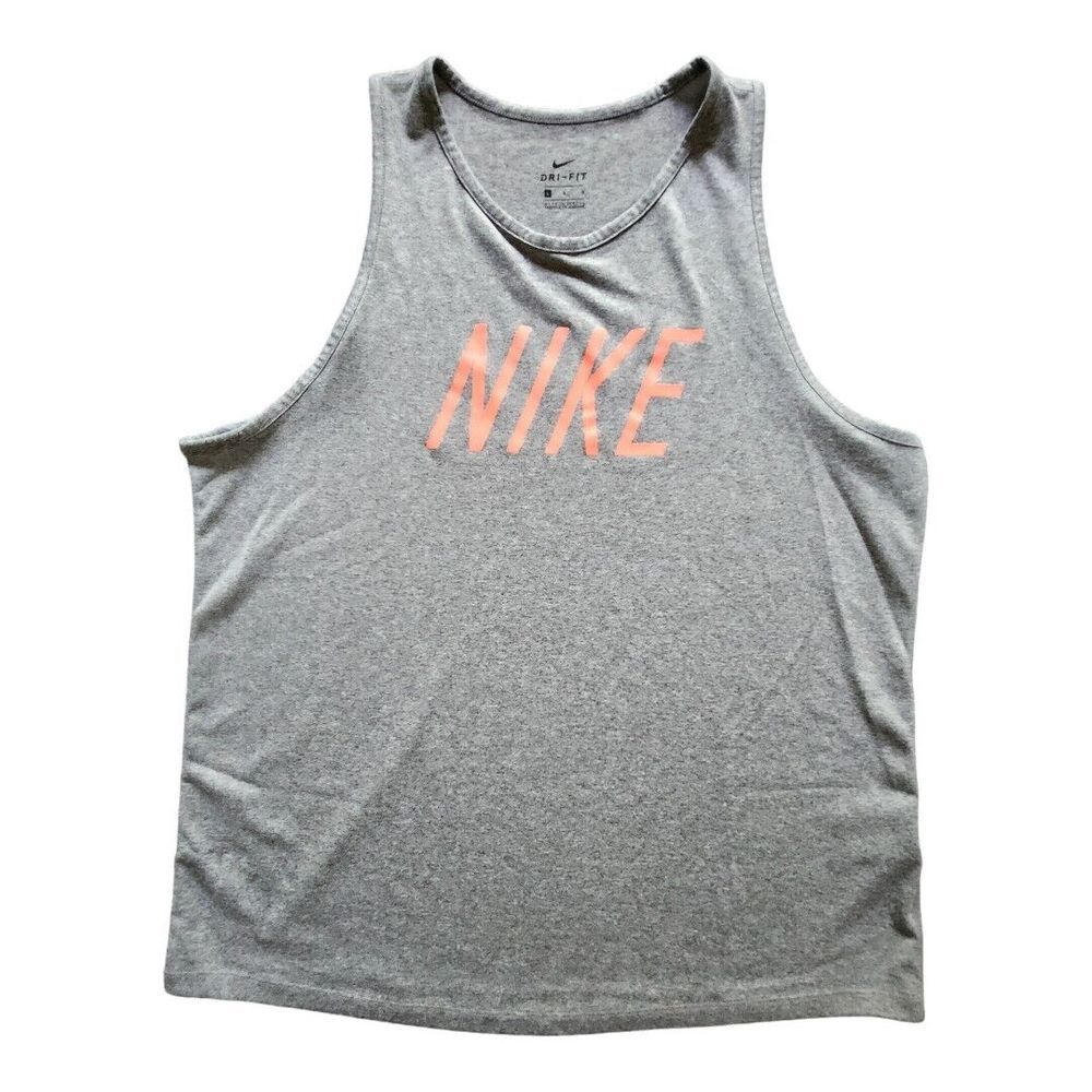 Nike Women's Gray Tank Top with Pink Logo
